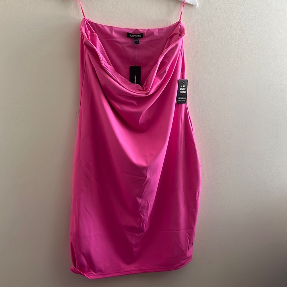 Express strapless body contour dress, pink, size M